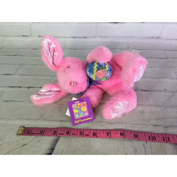 Main Joy Limited Pink Bunny Rabbit Plush Stuffed Animal Small Velvet Ears Feet - Picture 9 of 9